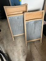 2 antike Waschbretter aus Holz und Metall, Deko Herbst