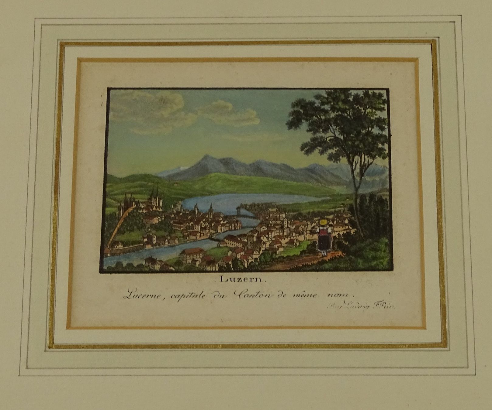 Stiche: LUZERN, KOLORIERTE AQUATINTA UM 1820 – Gebraucht aus Grüningen von Kartensammler 1