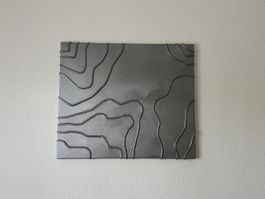 Modernes 3D-Wandbild / Reliefbild grau-schwarz 70 × 60