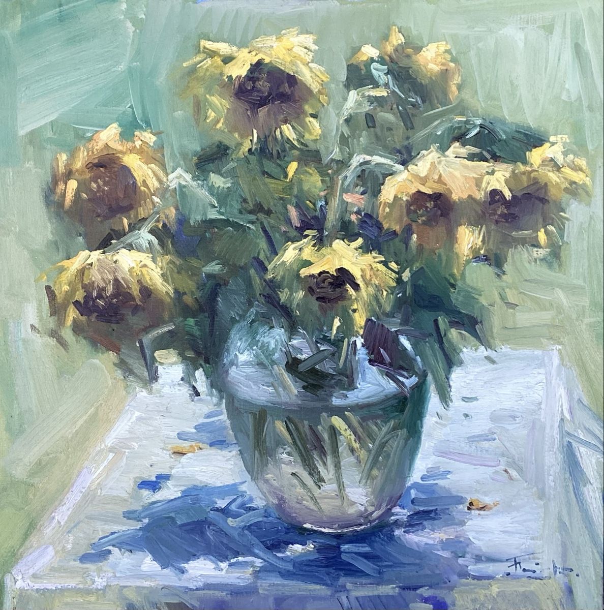 Tableaux: Sonnenblumen in Glasvase – Neuf (Voir description) à Neuwilen par fri_fdh7