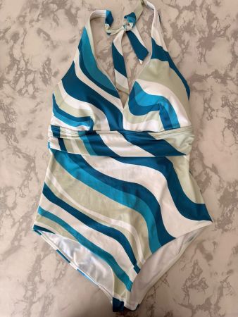 TRIUMPH, Badekleid SUMMER MIX & MATCH, Gr. 46D, Weiss/Blau