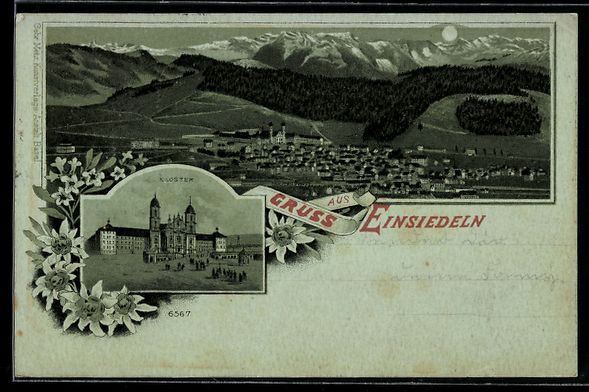 Cartoline postali: Mondschein-Lithographie Einsiedeln, Teil – Usato da Berlin venduto da bartko-reher