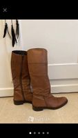Leder Stiefel in Cognac, Gr. 40