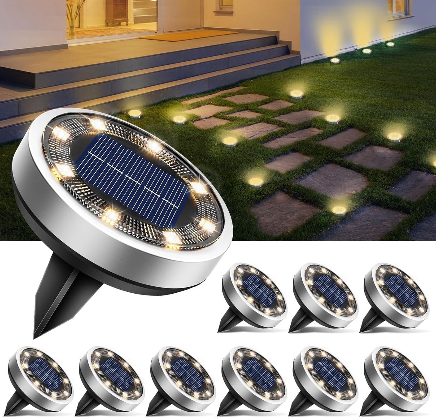 Lampade: 10x Solar Bodenleuchten Aussen mit 8 LED – Nuovo e nell'imballaggio originale da Nuglar venduto da SmartLiving24