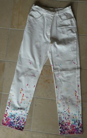 Hose Alba Moda 38 weiss+Print fester Stoff 96%BW/4%Elast.