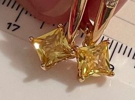 Boucles d’oreilles plaquées jaune pierre citrine neuves