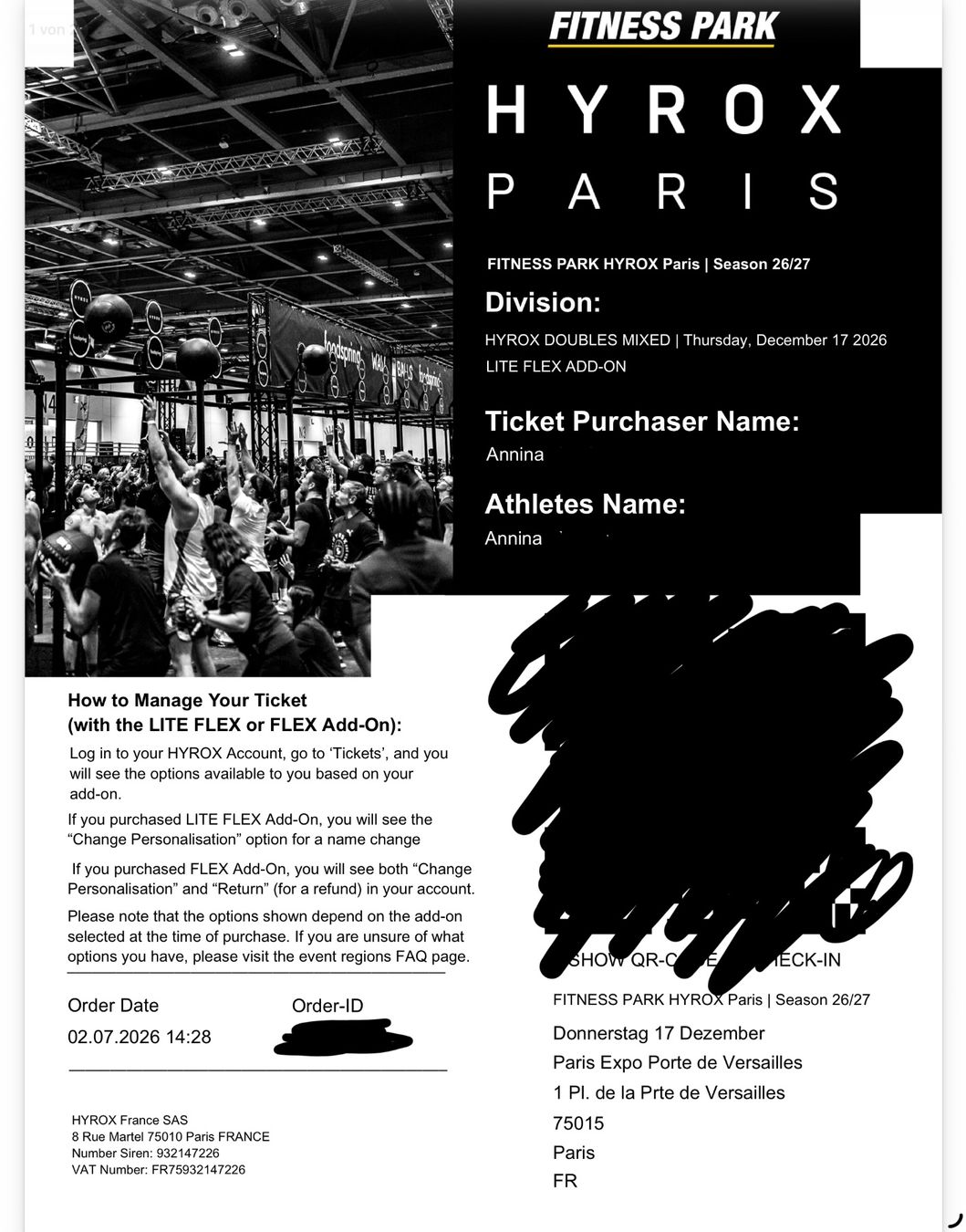 Tickets: Hyrox Paris doubles mixed tickets – Neu (gemäss Beschreibung) aus Obfelden von anninalia 1