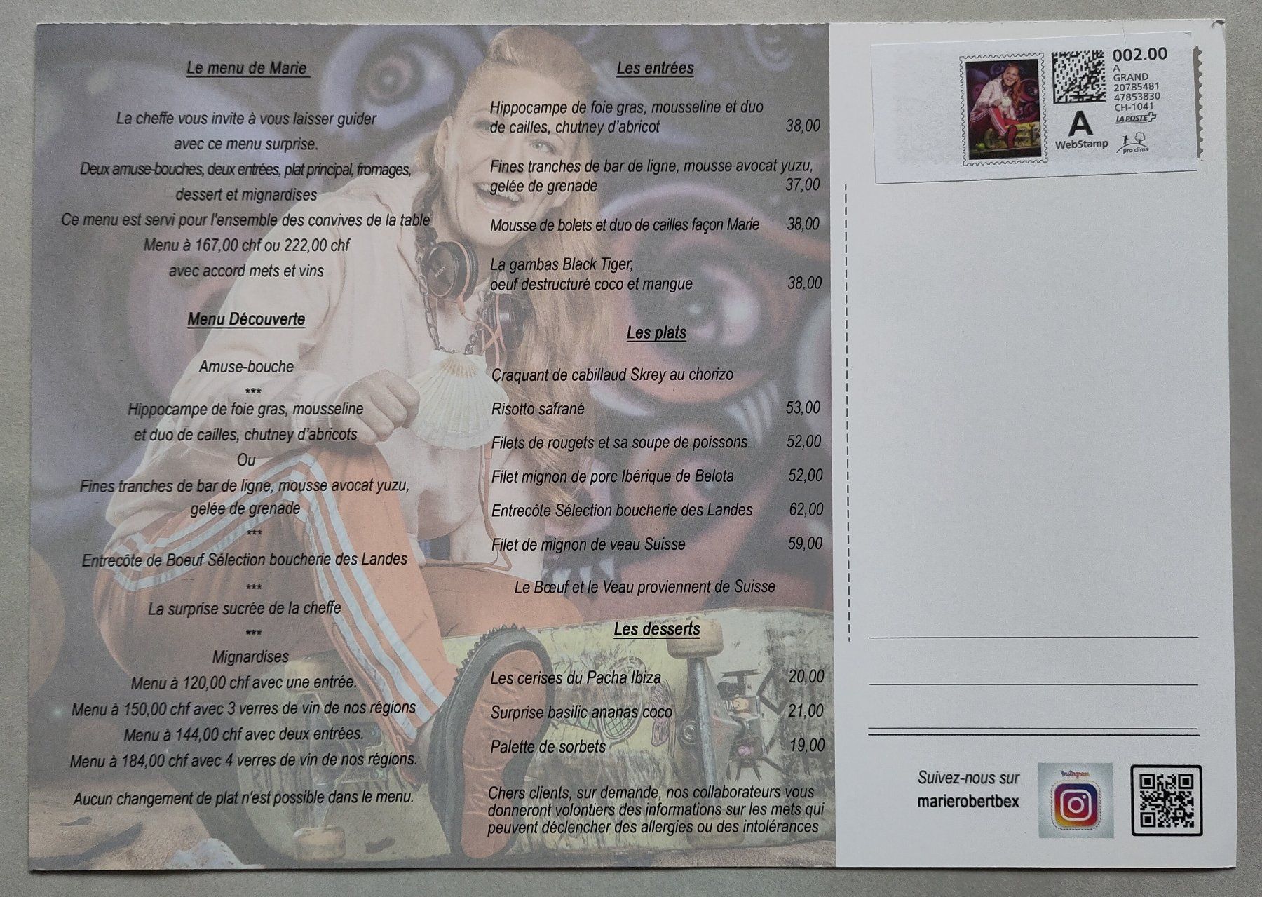 Cartoline postali: Grande carte postale - Menu du "Café suisse" – Usato da Lausanne venduto da the_p2w5 1