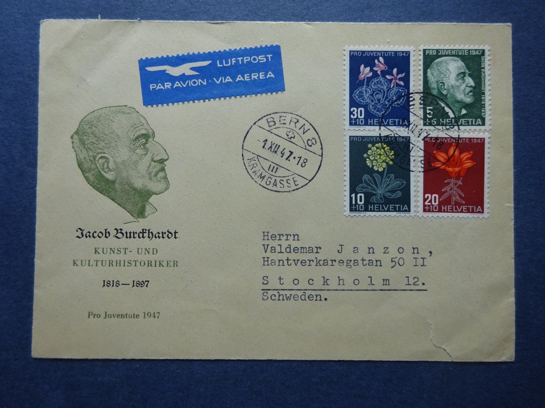 Alle Briefmarken: 1947 Pro Juventute FDC mit seltener Illustration – Gebraucht aus Appenzell-Steinegg von adi1975 1