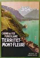 MONTREUX TERRITET-MONT-FLEURI FUNI c.1912  Affiche originale