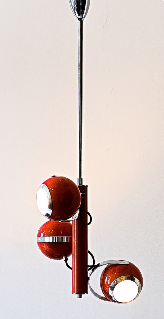Lampadari & plafoniere: Lustre Eye-Ball Orange, année 70 – Usato da Prez vers Siviriez venduto da Mistinguette