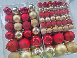 2 PACK CHRISTBAUMKUGELN WEIHNACHTSBAUMKUGELN ROT-GOLD