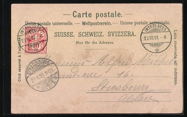 Cartoline postali: Litho Interlaken, Die Jungfrau im Alpeng – Usato da Berlin venduto da bartko-reher 1
