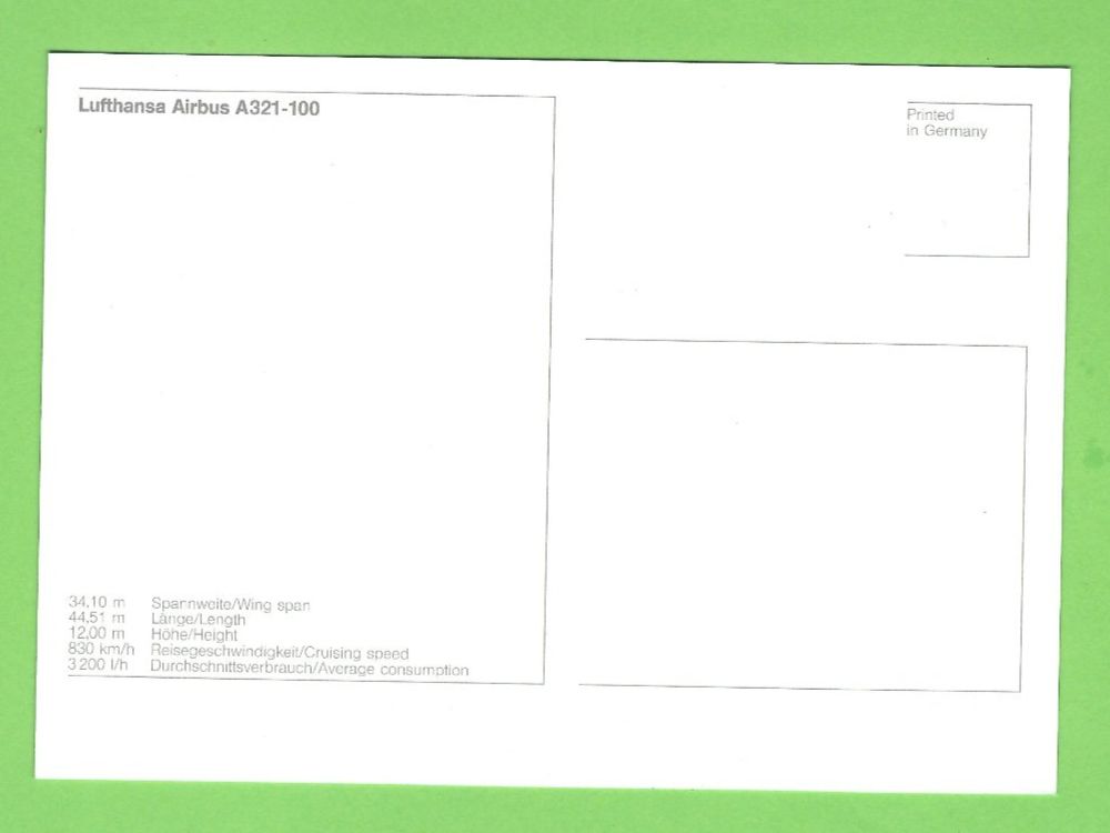 Cartoline postali: Lufthansa Airbus A321-100 – Usato da Zürich venduto da t24_de 1