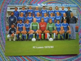 FC LUZERN SAISON 79/80 AUTOGRAMMKARTE MIT 11 UNTERSCHRIFTEN