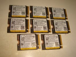 1 stück 256gb 2230 m.2 nvme ssd. alle unter 1000 stunden.