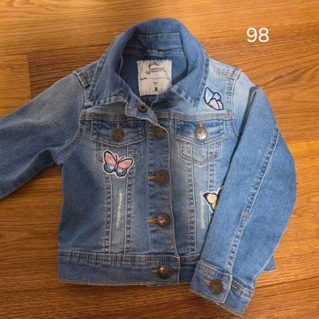 Jeansjacke Kinder Mädchen blau mit Schmetterlingen Gr. 98