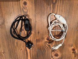 2Stk.Netzkabel 230V mit Schalter schwarz+weiss gebraucht