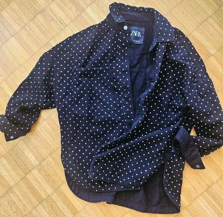 Zara Damen Jeans bluse  schwarz mit Glitzer Steine, Grösse M