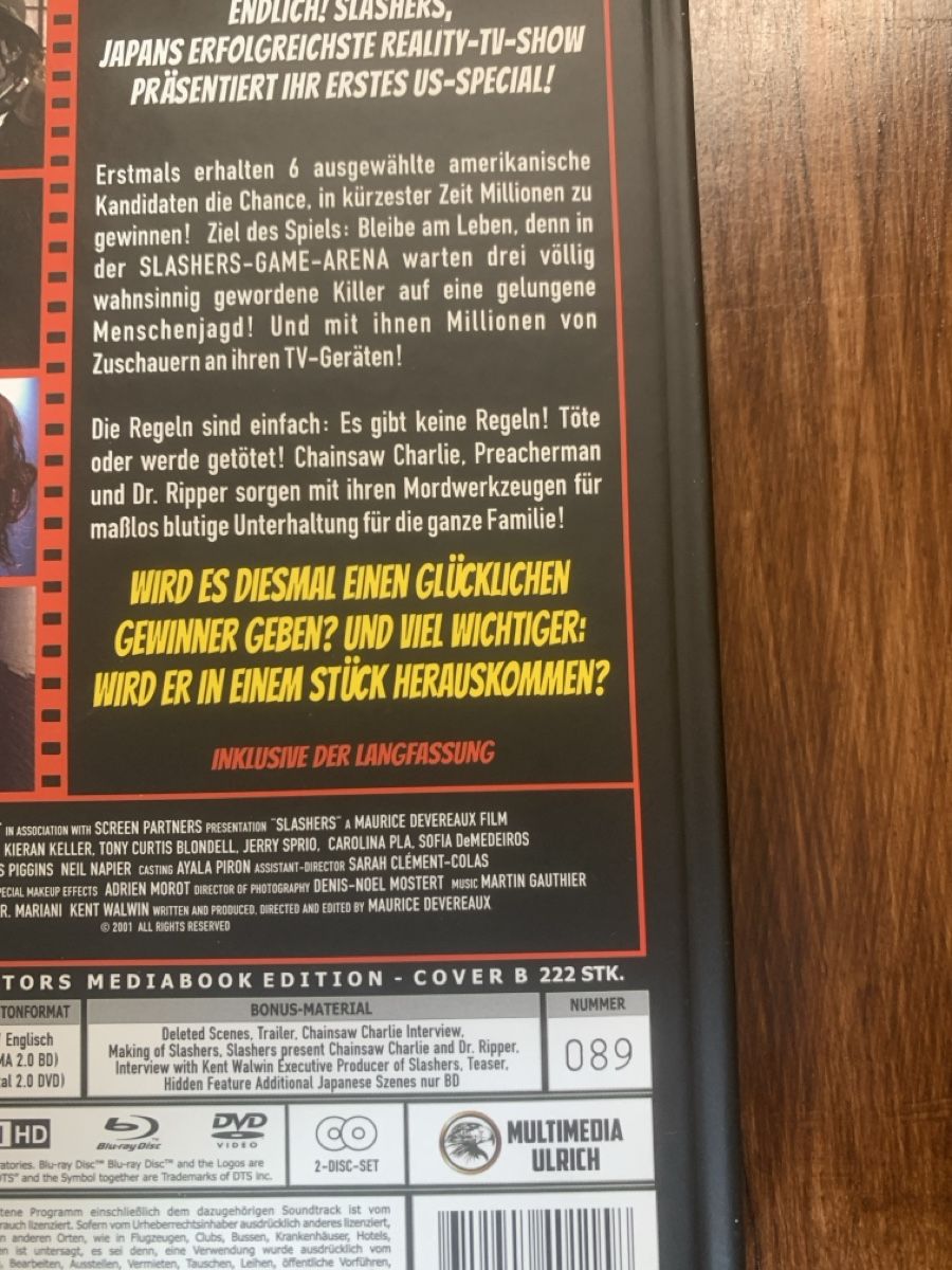 Tutti i DVDs:  SLASHERS limitierte Mediabook Edition Cover B  – Usato da Winterthur venduto da Weicol 1