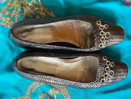 ATTIVA Ballerinas / geflochtenes Leder mit glitzernden Stein