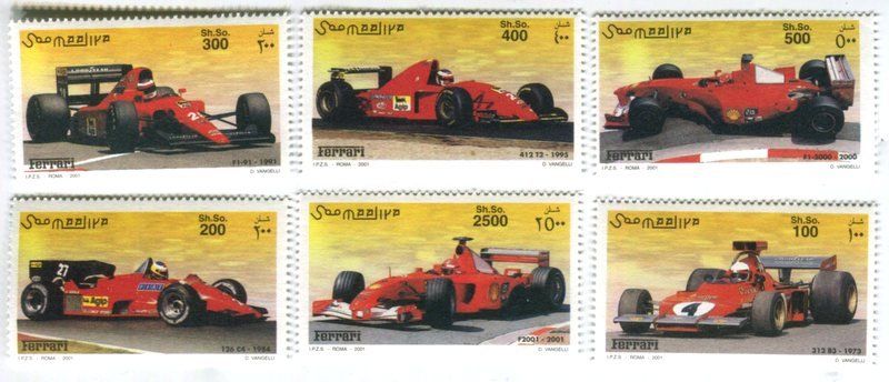 Tutti i francobolli: Briefmarken "Ferrari". Somalia – Nuovo e nell'imballaggio originale da Basel venduto da Butsch5