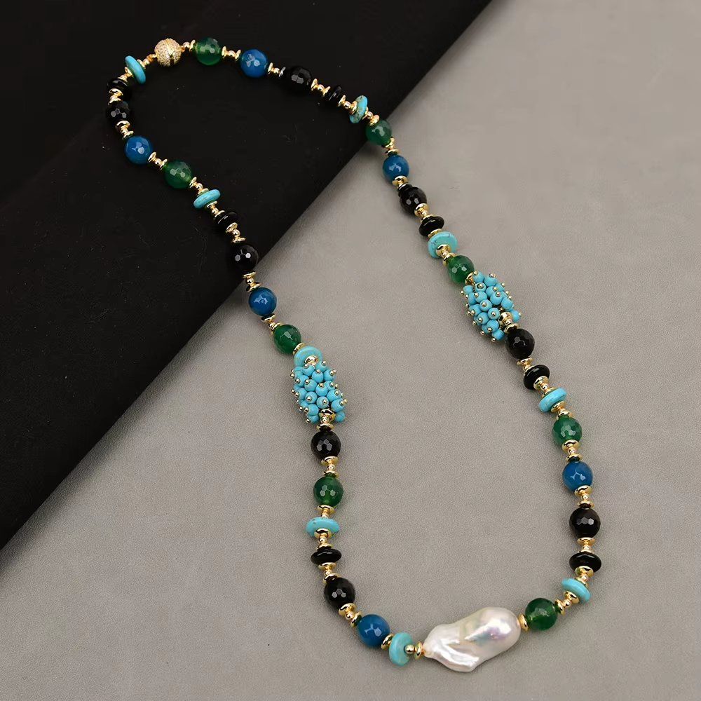 Ketten: Lua 60 cm Achat Perle Halskette Echt Collier agates perle – Neu (gemäss Beschreibung) aus Prilly von ilyria73 3