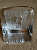 Glasblock mit Sternzeichen Zwilling, Vintage