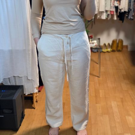 100% Leinenhose Gr. L 40 – Sommerhose Creme