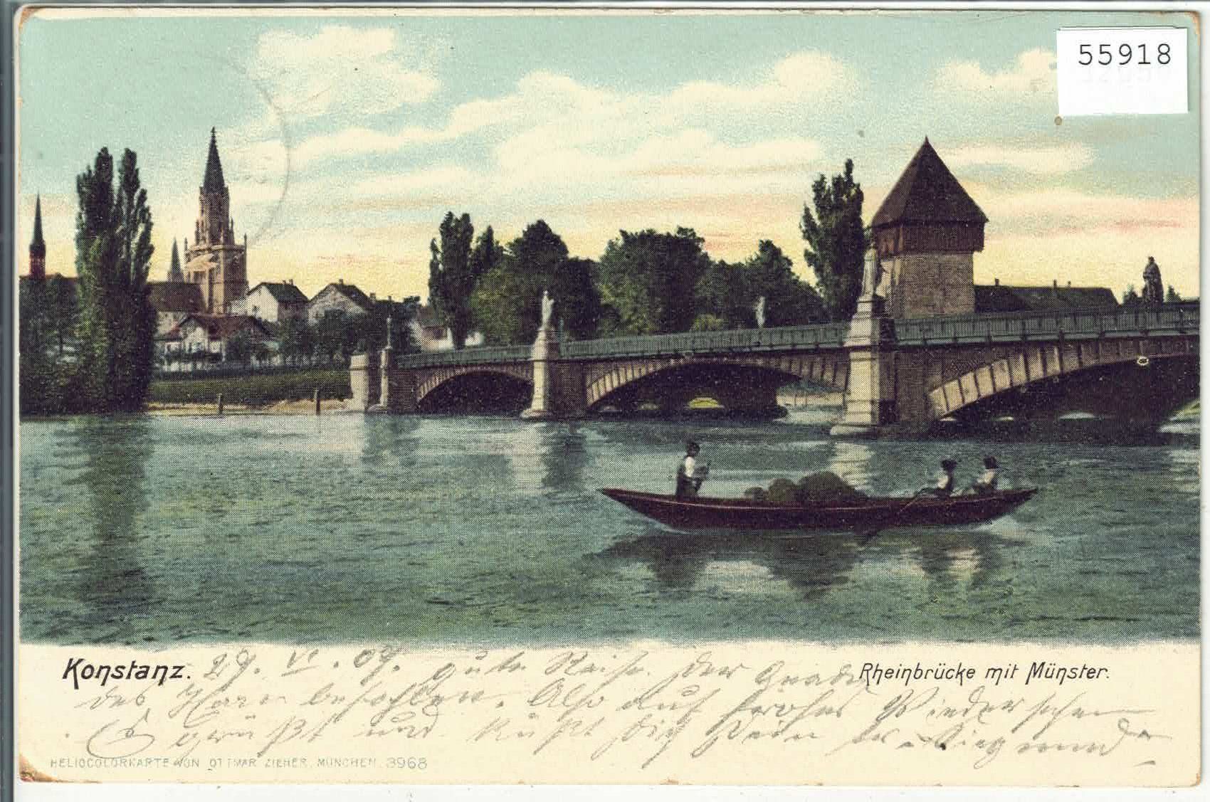 Cartoline postali: Konstanz - Rheinbrücke mit Münster – Usato da Ettingen venduto da Kartenplanet