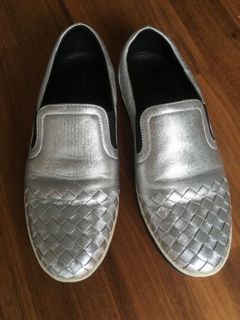 Bottega Veneta Loafers Leder Silver Gr. 36,5