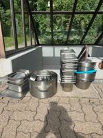 Grosses Gastro-Konvolut aus Edelstahl – GN-Behälter, Töpfe, 