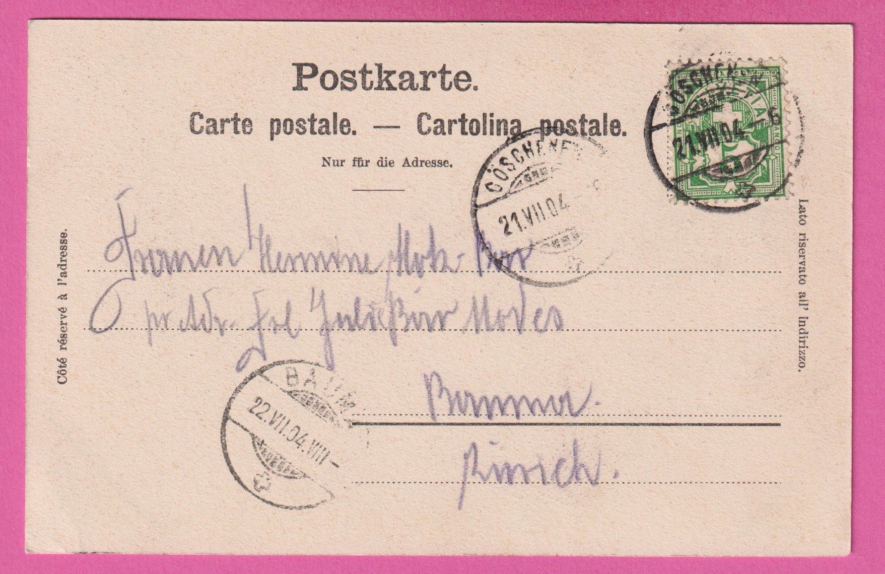 Cartoline postali: Gotthardbahn bei Wassen gel 1904 – Usato da Einsiedeln venduto da dillie 1