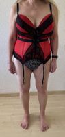 Bustier Corsagentop sexy rot schwarze Spitze Gr. XL (D19)