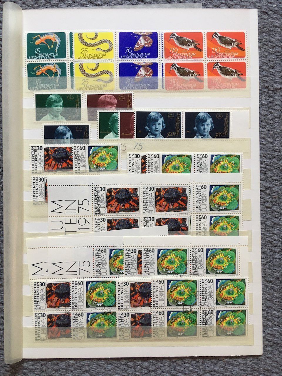 Alle Briefmarken: Liechtenstein 1974-79 postfrisch und gestempelt mit ET – Gebraucht aus Nesslau von zueri6 1