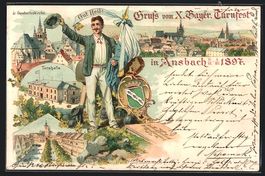 Litho Ansbach, X. Bayer. Turnfest 1897, 