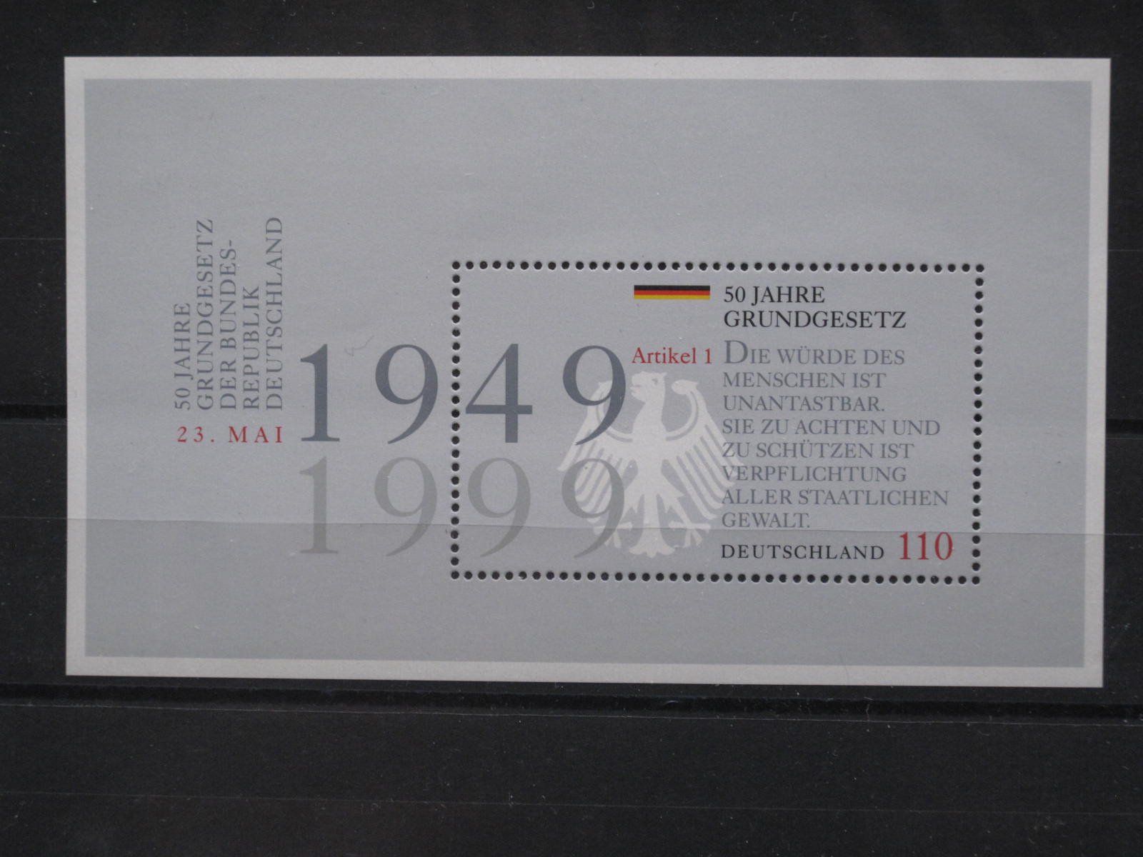 Alle Briefmarken: BRD 1999 Grundgesetz BL 48 ** – Gebraucht aus Wil SG von fva01