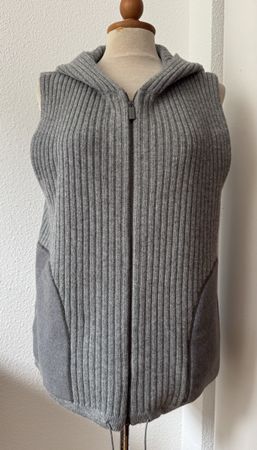 Gilet à capuche gris Fabiana Filippi, laine soie cachemire