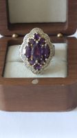Bague COCKTAIL XXL- Argent 925 plaqué or & améthystes!