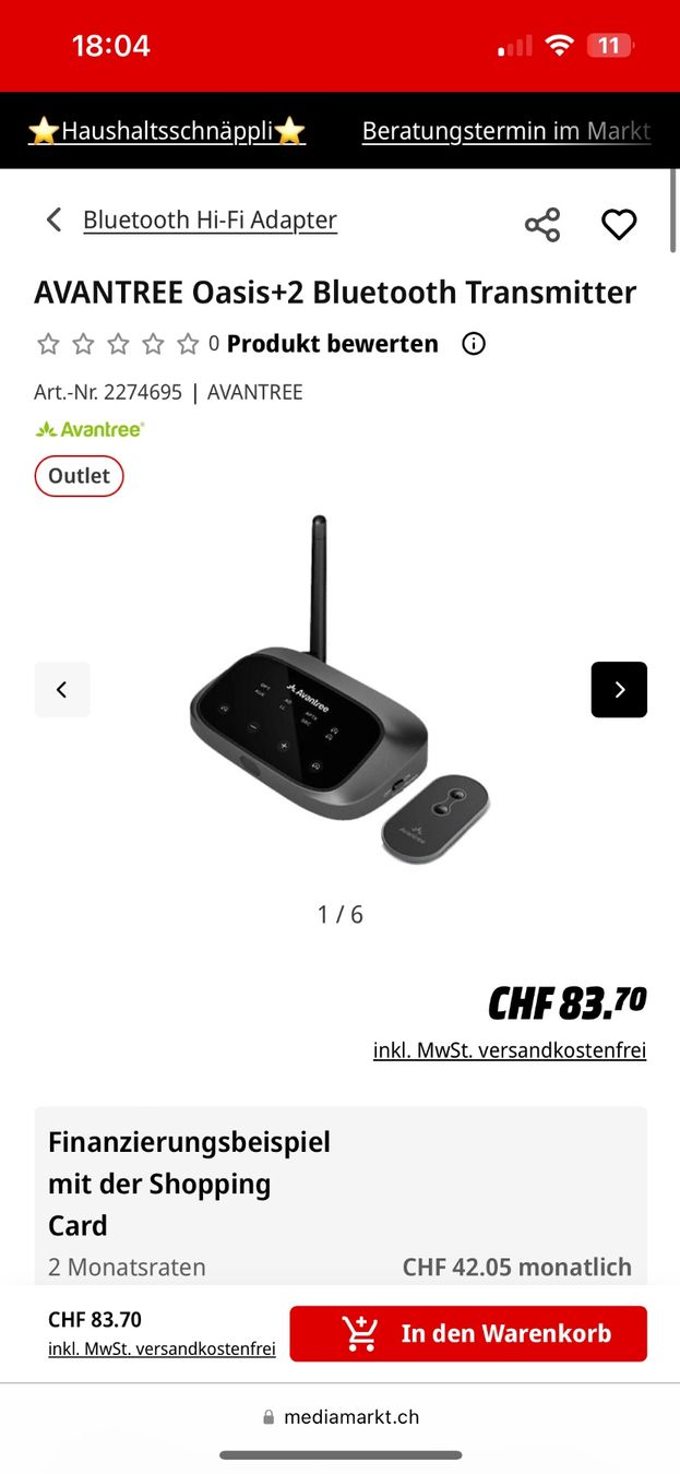 Ricevitori: Avantree Oasis+2 Bluetooth Transmitter – Nuovo e nell'imballaggio originale da Obernau venduto da Chriz_ 2