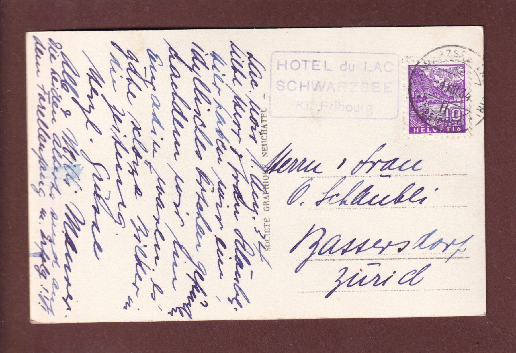 Cartoline postali: LAC NOIR / SCHWARZSEE - 1934 – Usato da Pully venduto da nicecards 1