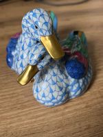 Original Herend Entenpaar Blau Fischnetz (1994), Modell 5036
