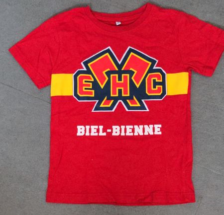 EHC Biel-Bienne T-Shirt rot mit Unterschriften Gr.122/128