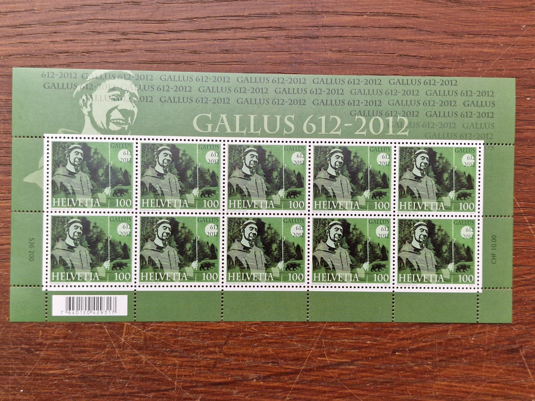 Tutti i francobolli: Kleinbogen 2012 - 1423 ** /  "1400 Jahre Gallus" – Usato da Aesch LU venduto da briefmarken.uray