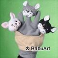Handpuppe Kätzchen im Korb für 5 Finger