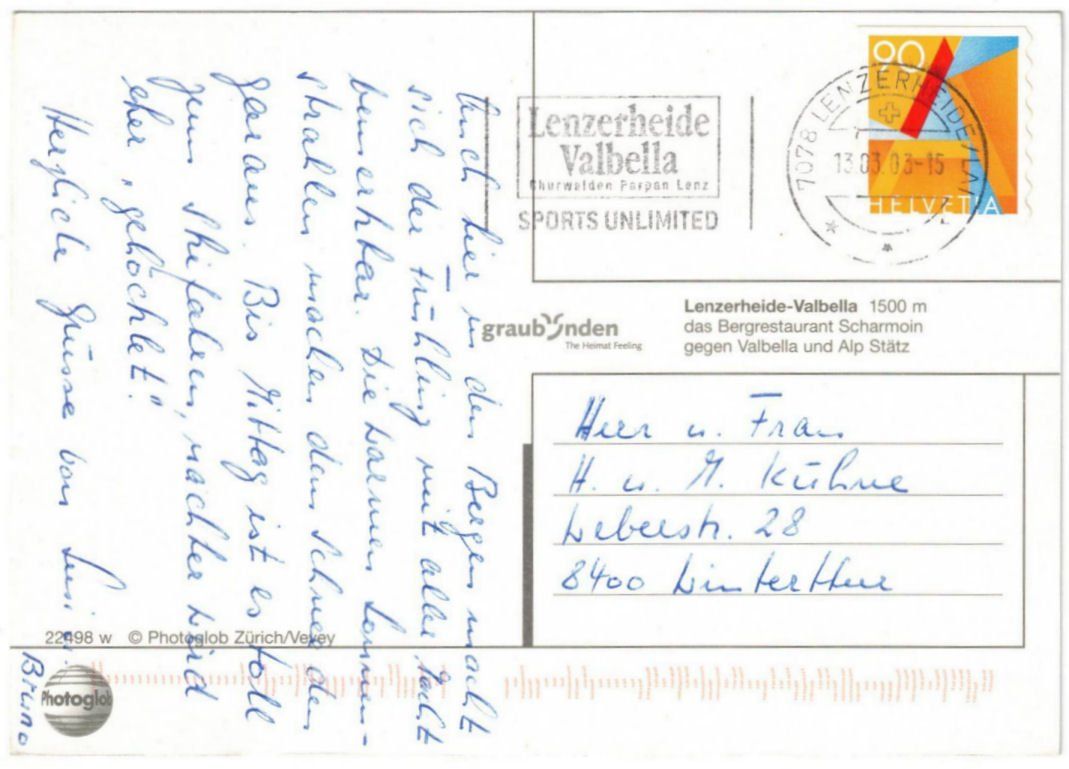 Cartoline postali: Lenzerheide - Luftseilbahn Rothorn – Usato da Binningen venduto da Mountainrider 1