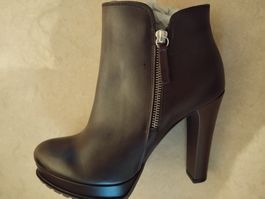 POILEI LEDER-STIEFELETTEN BRAUN, Gr. 39 - NEU