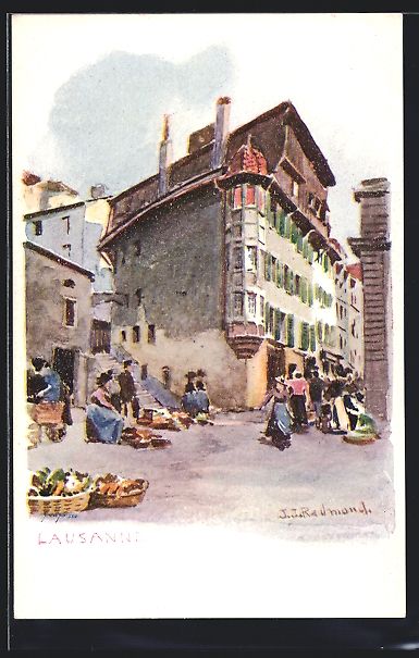 Cartoline postali: Lausanne, Marktfrauen auf der Strasse – Usato da Berlin venduto da bartko-reher