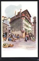 Lausanne, Marktfrauen auf der Strasse