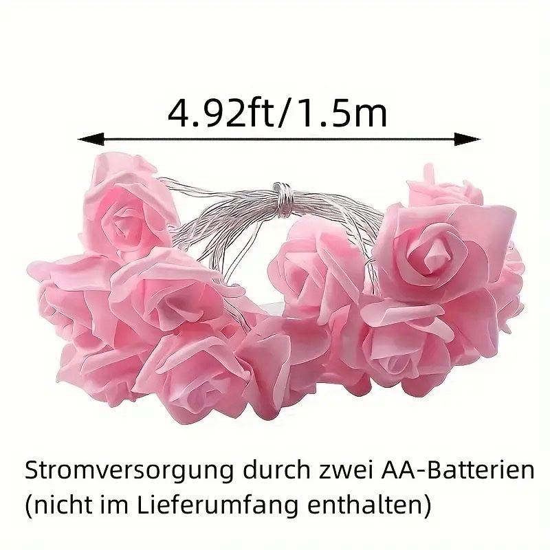 Lichterketten & Leisten: 1,5m Romantische Rosen Lichterkette rot – Neu und originalverpackt aus Wettingen von Chnoelleli 1